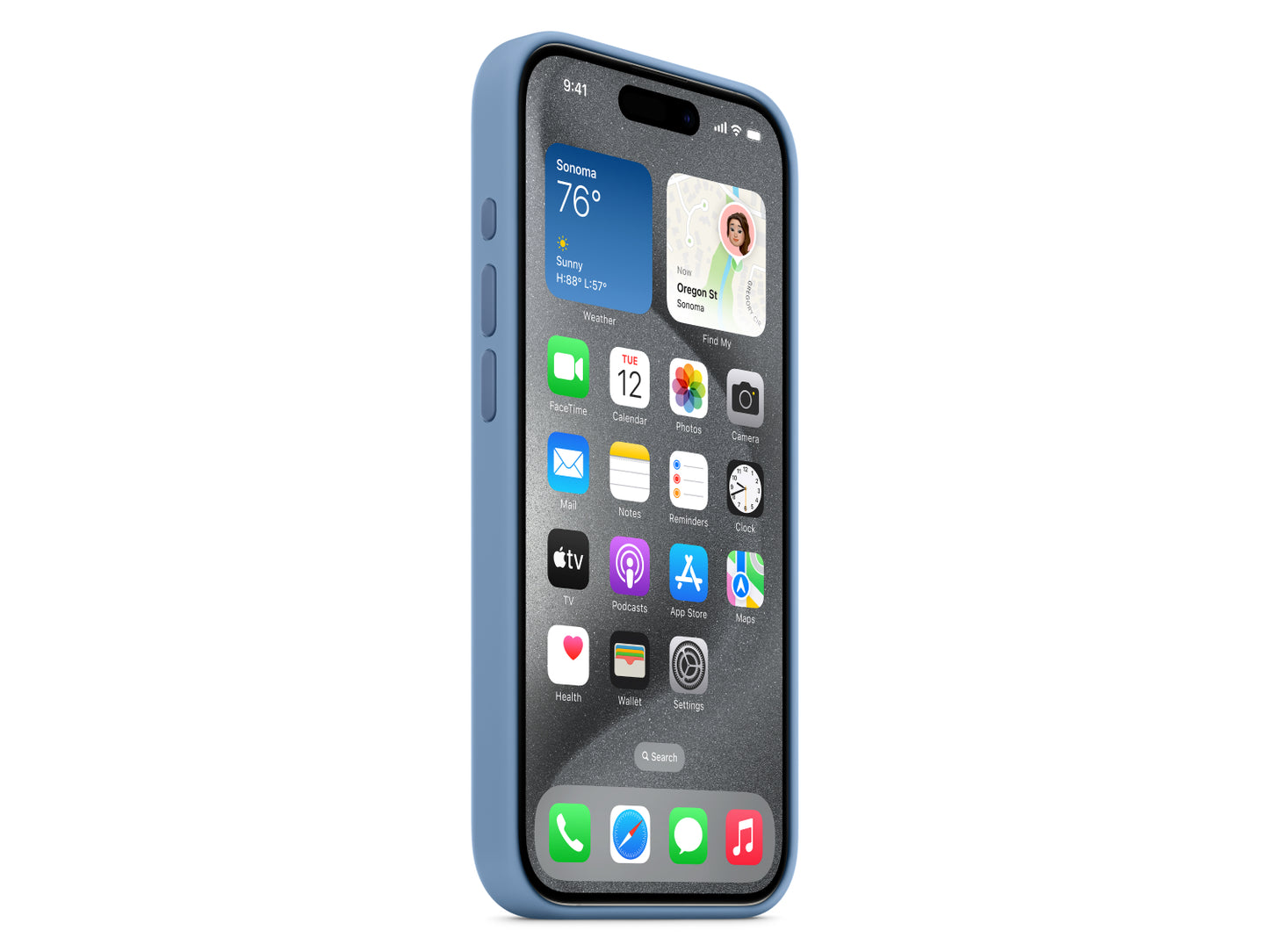 Apple iPhone 15 Pro Silikon Case mit MagSafe Winterblau günstig kaufen