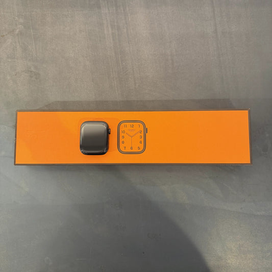 Apple Watch Hèrmes Series 7 GPS + Cellular, 45 mm Edelstahlgehäuse, Space Schwarz, individuelles Armband, used kaufen