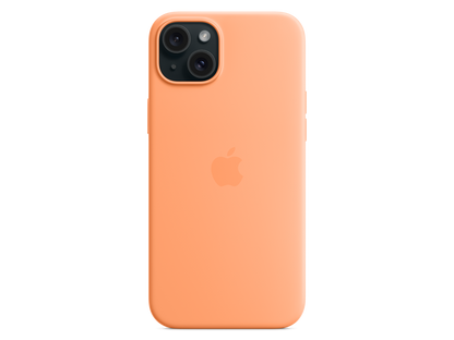 Apple iPhone 15 Silikon Case mit MagSafe Orange Sorbet günstig kaufen