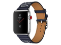 Apple Watch Hermès Series 3 GPS + Cellular, 38 mm Edelstahlgehäuse, Single Tour Éperon d’Or Gala-Lederarmband, Marine