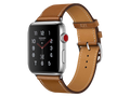 Apple Watch Hèrmes Series 3 GPS + Cellular, 38 mm cassa in acciaio inossidabile, cinturino Single Tour in pelle Barenia, colore Fauve