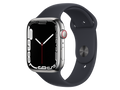 Apple Watch Series 7 GPS + Cellular, boîtier en acier inoxydable de 45 mm, Argent, bracelet individuel